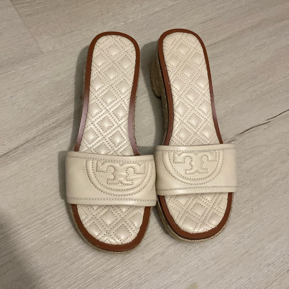 Tory Burch Cream Slide Sandals